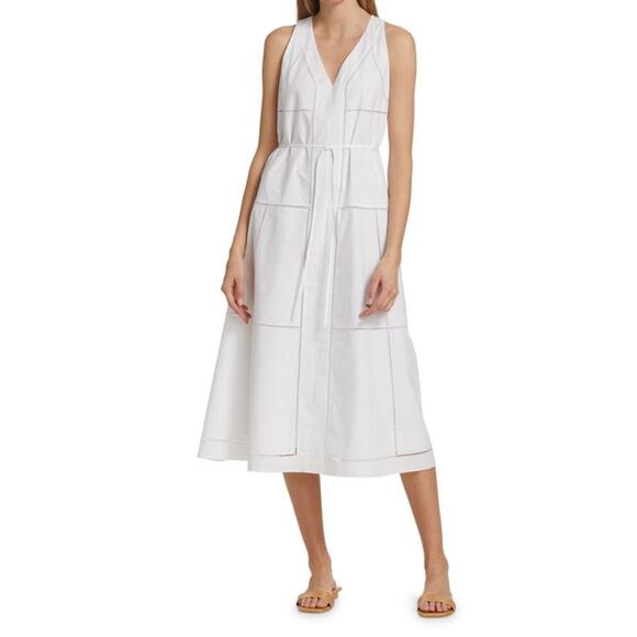 Theory Ladder Eyelet Sleeveless Midi Dress - 4 - White